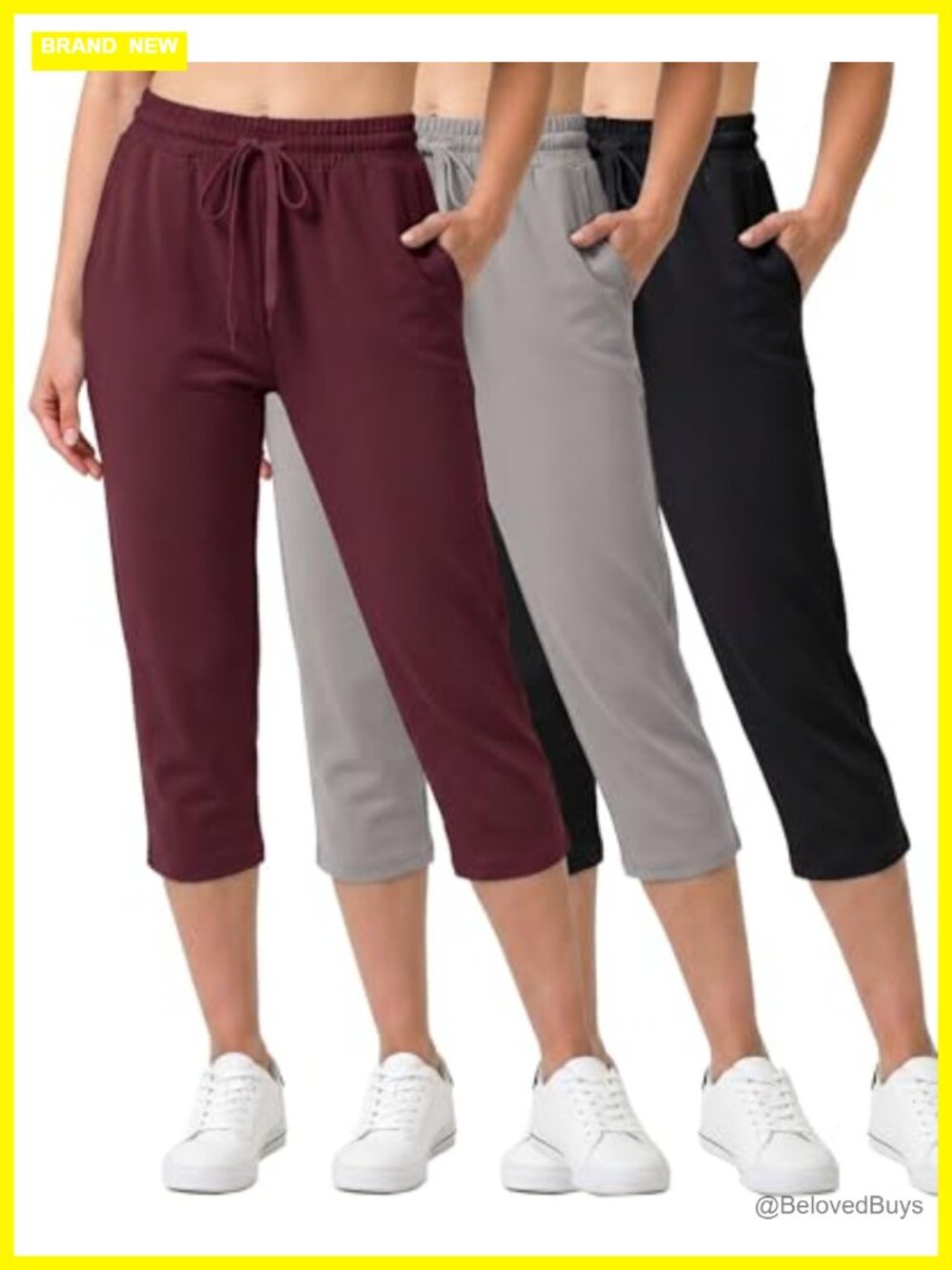 Women's Capri Sweatpants 3 Pack Athletic Lounge Yoga Pockets Loose Fit